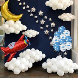 Decoratie Inch Kids Verjaardagsbenodigdheden Luchtbal Blauw Witte Ballon En Jongen Vliegtuig Speelgoed Verjaardag Decoratie Thema