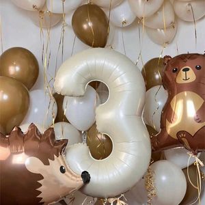 Decoratie Jungle Beer Konijn Folie Ballonnen Karamel Crème Nummer Babyshower Kinderverjaardag Diy Decoratie Ballen