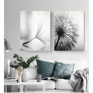 Decoratie woonkamer abstracte muurschilderijen geen frame Dandelion bloem canvas schilderen schilderen moderne zwarte witte kunstfoto's voor thuis woo