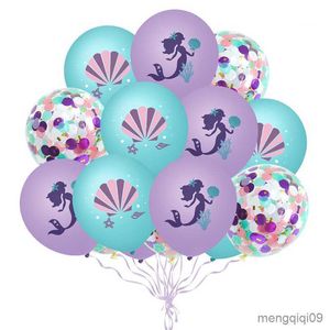 Decoración Mermaid globos desechables conjuntos de vajillas para niños Decoración de cumpleaños para niños Favor Globos Baby Shower R230811