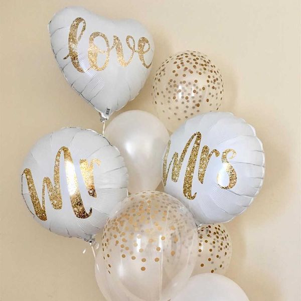 Decoración Mr Mrs LOVE Globo oro rosa anillo de diamante Globos de aluminio decoraciones boda Día de San Valentín despedida de soltera juguetes Globos