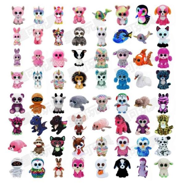 Decoración nuevo 35 diseños juguetes de peluche 15 cm ojos grandes enteros animales muñecas suaves para niños regalos de cumpleaños toy7206112