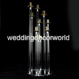 Décoration nouveau candélabre cristal candélabres centres de table de mariage 8 bras acrylique clair bougeoir bougeoirs en or decor1095