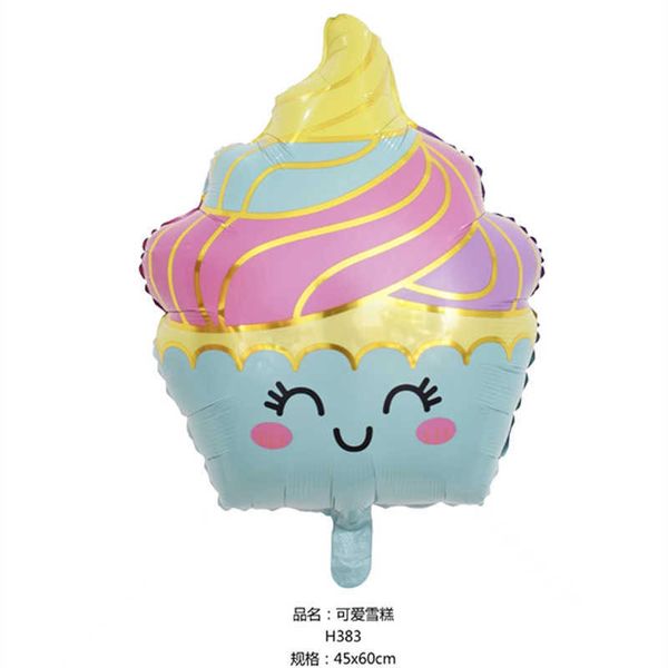 Decoración Nueva serie de postres dulces pastel helado forma de caña película de aluminio globo juego de decoración de cumpleaños para niños