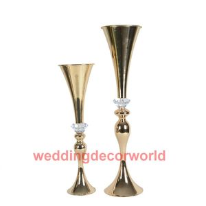 Decoración Nuevo estilo bonito diseño decoración pedestal oro mental boda flor soporte centros de mesa en venta decor715