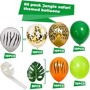 Decoration Pack Jungle Balloons Garland Animal Impresión de oro Vobro verde para la decoración de baby shower de cumpleaños R230812