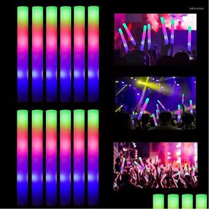 Décoration décoration décoration 12/15 / 30 / 60pcs TUBE EN CHERIE Stick Glow Sticks Light Dark For Bk Colorf Wedding Foam RGB LED Drop Livrot Home Gard