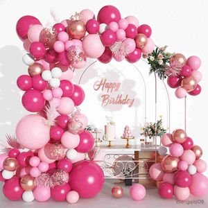 Decoración globo rosa guirnalda rosa rojo confeti air globos baby shower niña decoraciones de bodas de cumpleaños r230811