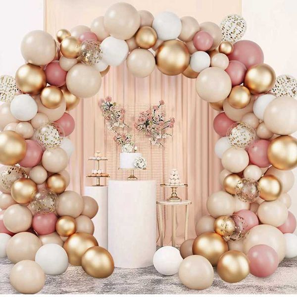 Decoración de globos de oro rosa, guirnalda, Decoración de cumpleaños de boda, decoración de ducha de bebé para niños y adultos, suministros de boda con globos