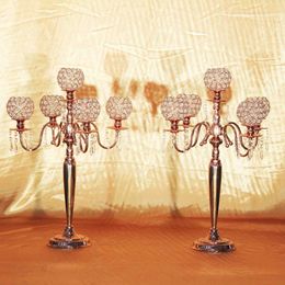 Decoratietafels middelpunt 5 hoofden kristal kaarsenhouder/kristal candelabra bruiloftstadium tafel centerpieces feestevenementen decor bruids douchetafel imake543