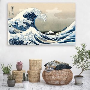 Decoración de pared, pintura de estilo japonés, Kanagawa Surf, lienzo, carteles artísticos e impresiones en lienzo, pintura, Cuadros decorativos