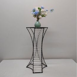 Decoratie bruiloft kristalglas tafel bloemen trompet cyliner -vase zwarte vazen ​​heldere bril cilinder bloemenvaas voor trouwhuisdecoratie 753