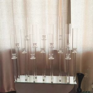 decoración Venta al por mayor 3 cabezas / 4 cabezas / 5/6/7/8/910/11/12/13/14/15 brazos claro alto candelabro de cristal barato portavelas de cristal mesa de boda centros de mesa de árbol imake640