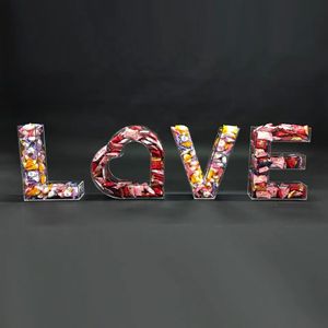 Decoratie Groothandel Liefde Vorm Hollow Refilleerbare Alfabet Letter 3D Celar Fillable Acryl Letter Candy Box Imake623