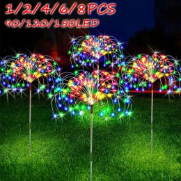 Decoraciones 1/2/4/6/8pcs Firework Solar Fairy Light Decoración de jardín al aire libre Carretero Luz para patio Party Fiesta Boda de Navidad