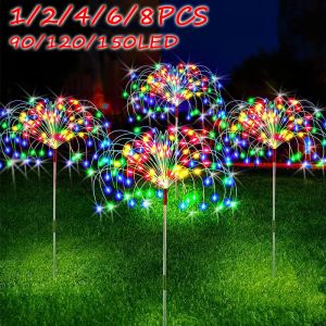 Décorations 1/2/4/6 / 8pcs Solaire LED Firework Light Light Outdoor Garden Decoration Prewway Pathway Light for Patio Yard Party Christmas Wedding