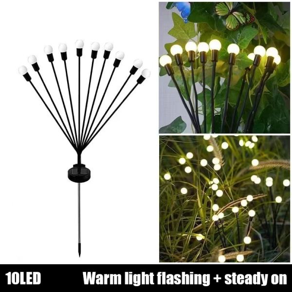 Décorations 10/8 / 6LED SOLAR Light Outdoor Garden Decoration Layscape Lights Firework Firefly Lampes Landes Country House Balcon Lampe de décoration