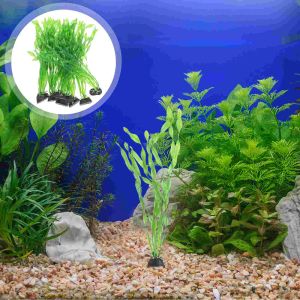 Décorations 10 pièces Aquarium aménagement paysager décors d'aquarium en plastique herbe artificielle algues plantes d'eau fausse décoration aquatique grand