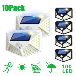 Decoraties 100 LED Solar Lights PIR Motion Sensor Waterdicht Wandlicht Zonne -aangedreven zonlicht voor Garden Decoration Street Wall Lamp