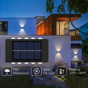 Decoraties 10Led Solar Wall Lamp Outdoor Waterdicht op en neer Solar Lights Luminous Lighting Garden Decoratie Trap Hek Zonlicht Licht