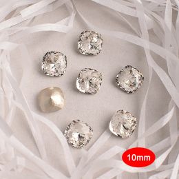 Décorations 10 mm grand nid de nid gras carré ongle art ramiage de haute qualité k9 en verre cristal diamant 3d manucure décoration bricolage