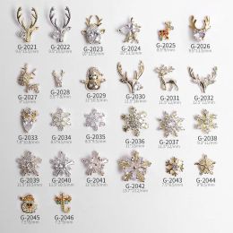 Décorations 10pcs Christmas Elk Deer Snowflake Zircon Crystals Rimestones Bijoux Nail Art Décorations Nails Accessoires Charmes Supplies