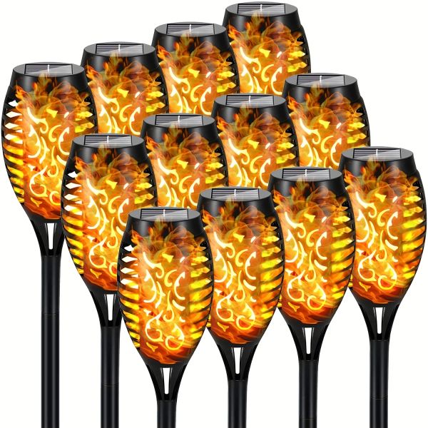 Décorations 12d Solar Flame Light Outdoor, imperméable 12leds Torches Lampe paysage pour la cour de jardin de cour extérieure, décorations d'Halloween