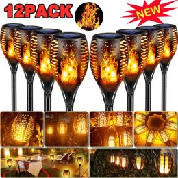 Décorations 12pack Flamering Flame Solar Torch Lights Solar Lights Outdoor Paysage décoration Éclair