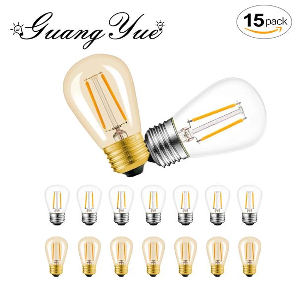 Décorations 15pcs S14 Plastic Vintage LED ampoules LED E27 E26 110V 220V 2W WHITE CHAUDE BLANCHE DÉCHARGE DE MINDE DE MINDE EXTÉRIEURE