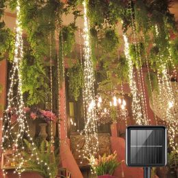 Decoraties 1Pack Solar Powered String Lights 200 LED Waterfall Lights Waterproof Vine String Fairy Light for Outdoor Garden Christmas Decor