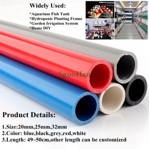 Décorations 1pc 20 ~ 75 mm UPVC Tube Aquarium Aquarium Pishing Pipe PVC Pipe Home Garden Irrigation Arrosage du cadre de plantation hydroponique de 49 ~ 50 cm de long