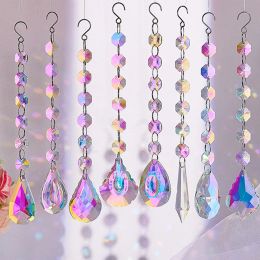 Decorations 1pc Colored Crystal Hanging Wind Chimes Ornaments Sun Catcher Pendant Rainbow Maker For Home Garden Christmas Party Decor