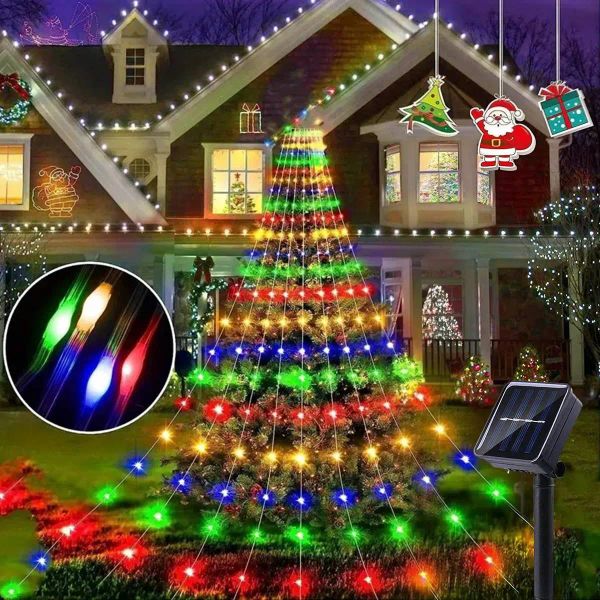 Décorations 1PC180 LED SOLAR WATFall Lights Solar PVC Ponytail Light Outdoor Camping Light for Home Garden Window Yard Party Holiday Decor