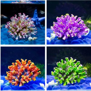 Decoraties 1 stks Hars Kunstmatige Aquarium Koraal Decoratie Aquarium Koraalrif Ornament Bloem Coral Rock Aquarium Accessoires 4 kleur