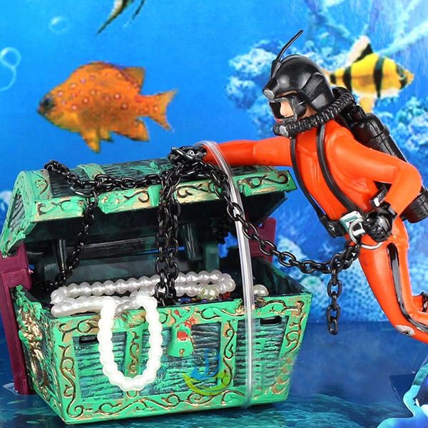 Décorations 1pcs Unique Design Treasure Hunter Diver Action Figure Fish Tank Ornement Paysage Aquarium Décoration Accessoires 230625