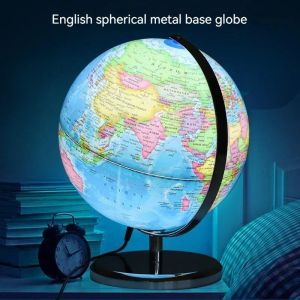 Décorations 20 / 25cm globe mondial Version anglaise Carte du monde Globe avec LED Light Geography Educational Teaching Decorations Supplies