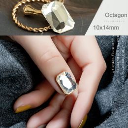 Décorations 20pcs / 50pcs 10x14 mm RECTANGE Octogone Grande Nail Art Rhingestone Crystals Flatback 3D Fingernail DIY DÉCORATIONS ACCESSOIRES