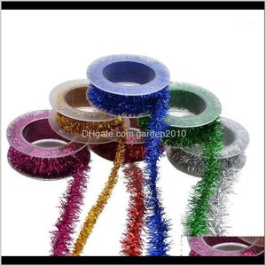 Décorations 2Mroll 1Mm Largeur Feuille Métallique Tinsel Ruban Guirlande Emballage Cadeau Bricolage Ornements D'arbre De Noël Pour L'année Fête De Noël Fournitures1 X1Blr