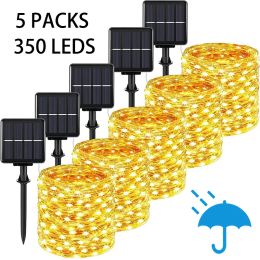 Décorations 32m / 22m / 12m / 7m lumières LED solaires feston feston lampe solaire jardin solaire extérieur fée joie guirlande décor de Noël 5/4/3/2/1