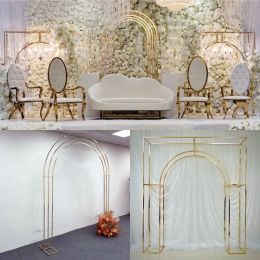 Décorations 3pcs Big Flower Arch Décoration de mariage Luxe Artificielle Floral Brillant Gold Toiles de fond Ballon Rideau Arches Fête d'anniversaire Annive