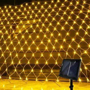 Décorations 3x2m LED Solar String Net Mesh Light 8 Modes étanche lampe à guirlande extérieure étanche pour la fête de Noël Patio Backyard Garden Decor