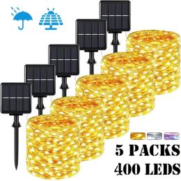 Décorations 42M Solaire LED Lumière Extérieure Festoon Lampe Jardin Fée Lumière Chaîne LED Scintillant Lampe Étanche Guirlande De Noël Décoration De Cour