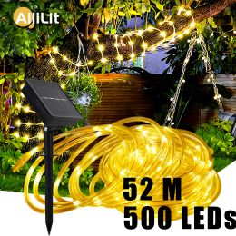 Decoraties 500 LED Outdoor Led Solar Tube Rope Fairy Lamp