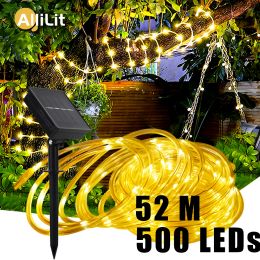 Décorations 500led extérieur LED Solar Tube Corde Fairy Light Afficier de décoration de Noël étanche lampe à cordes pour le balcon de jardin de clôture de jardin