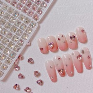 Décorations 6 mm en forme de coeur art ongle ramionnage pointu inférieur flash de haute qualité pierre de cristal 3d ongle accessoires de décoration bricolage