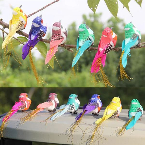 Decoraciones 6 piezas de plumas artificiales pájaros falsos decoración de navidad espuma animal jardín de bodas ornamento reglas modelo modelo