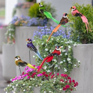 Decoraties 6 Stuks Kunstmatige Schuim Vogels Stakes Outdoor Yard Garden Decor Kleurrijke 3d Fake Gesimuleerde Vogel Decoratie voor Thuis Bloempot Bed