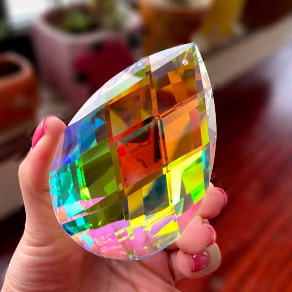 Décorations 89 mm Crystal Pendant Rainbow Maker Windows Sanging Glass Prism Suncatcher Facetted Chandelier DIY MARIAGE DÉCORD DE JARDIN