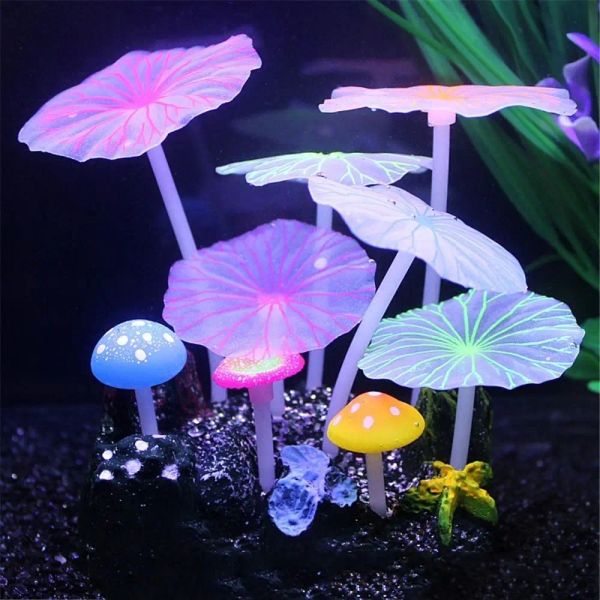 Décorations 9 pièces Aquarium plantes artificielles fluorescentes Simulation plante aquatique Aquarium aménagement paysager fausses plantes décoratives