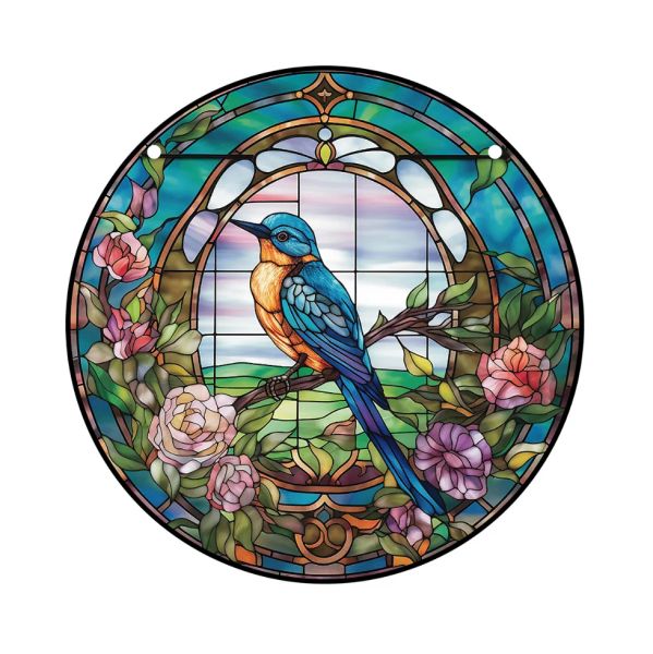 Décorations en acrylique fenêtre oiseau de soleil décor rond rond